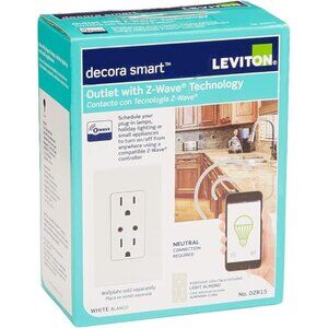 Leviton DZR15 Decora Smart White/Light Almond Outlet With Z-Wave Technology